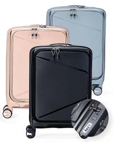 Mala de viagem de 36 litros na cor preta, feita de material resistente e com rodinhas para facilitar o transporte.