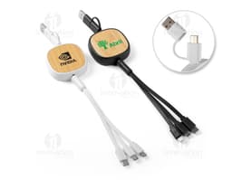Cabo para carregamento 3 em 1 em cores preta, branca e rosa, com conectores USB, micro-USB e Lightning.