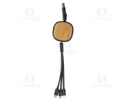 Cabo para carregamento 3 em 1 em cores preta, branca e rosa, com conectores USB, micro-USB e Lightning.