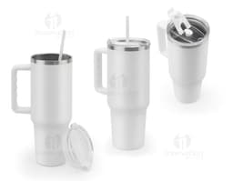 JOYNER XL Copo de viagem de grande dimensão em aço inoxidável 91 reciclado com parede dupla isolada a vácuo e acabamento em