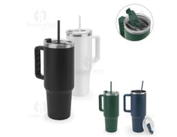 JOYNER XL Copo de viagem de grande dimensão em aço inoxidável 91 reciclado com parede dupla isolada a vácuo e acabamento em