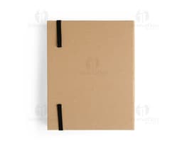 Bloco de anotações de papel em branco dentro de um recipiente de papelão, com espaço para mensagens e lembretes. Também estão