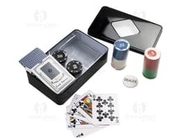 Kit Poker com 80 fichas em um display digital moderno e portátil, ideal para entretenimento em casa ou escritório. O