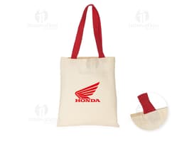sacola de algodão para compras com design elegante e moderno, feita de material marrom com alça de couro e fecho de trava. A