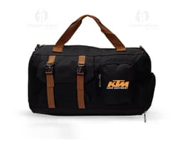 Mala Oxford 23L em couro preto, moderna e elegante, com alça de mão e alça para as costas, ideal para viagens e estilo