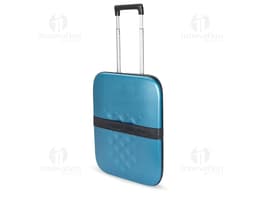Mala de Viagem Slim 40L em metal cromado, design moderno e brilhante. Possui alça de transporte, fechadura de segurança e