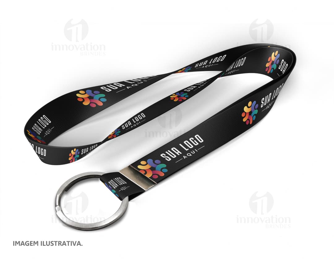 Cordão com argola 140 cm x 1,5cm - Acessório moderno e prático para uso em escritórios e eventos. Feito em material